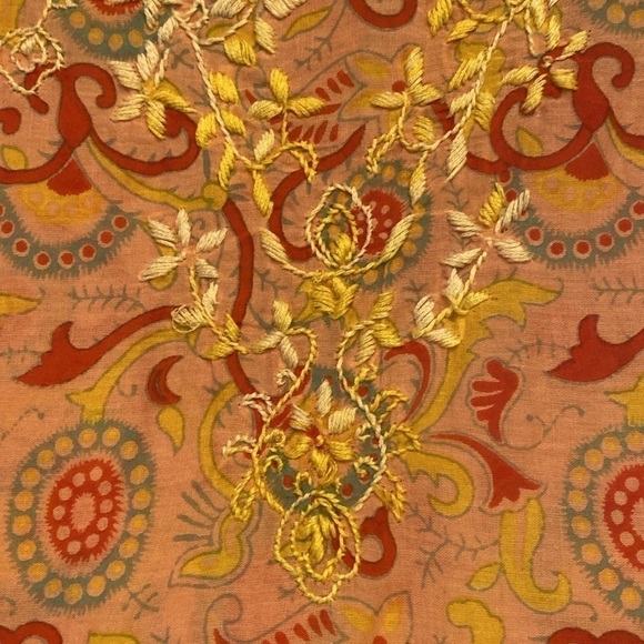 LUCKY BRAND | Boho Embroidered Split Neck Tunic Blouse | Size Small - Picture 6 of 11